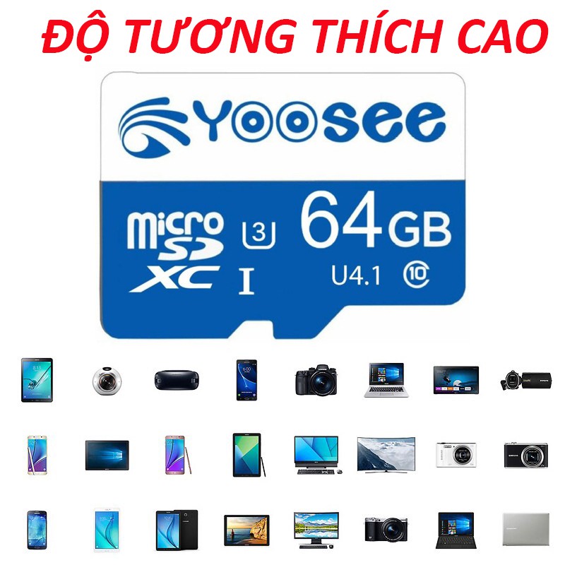 Thẻ nhớ Yoosee 64GB tốc độ cao up to 100MB/s hỗ trợ quay video full HD, video 2K, video 4K | BH 60 Tháng | BigBuy360 - bigbuy360.vn