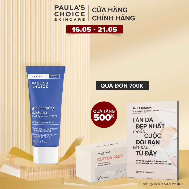 Kem chống nắng chống lão hóa Paula’s Choice Resist Skin Restoring Moisturizer with SPF 50- 15ml 7977