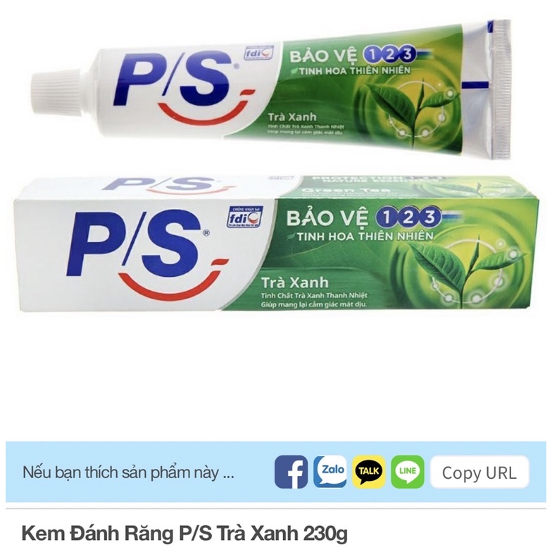 Kem đánh răng P/S trà xanh 230g