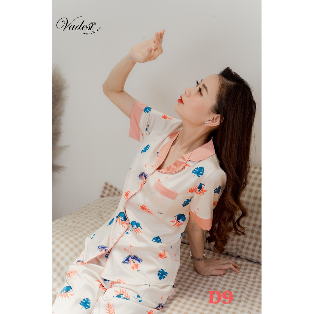 Đồ Ngủ Nữ Bộ Pijama Quần Dài Tay Ngắn Mặc Nhà Lụa Cao Cấp Họa Tiết Đẹp Thoáng Nhẹ Mát Mềm - DC01