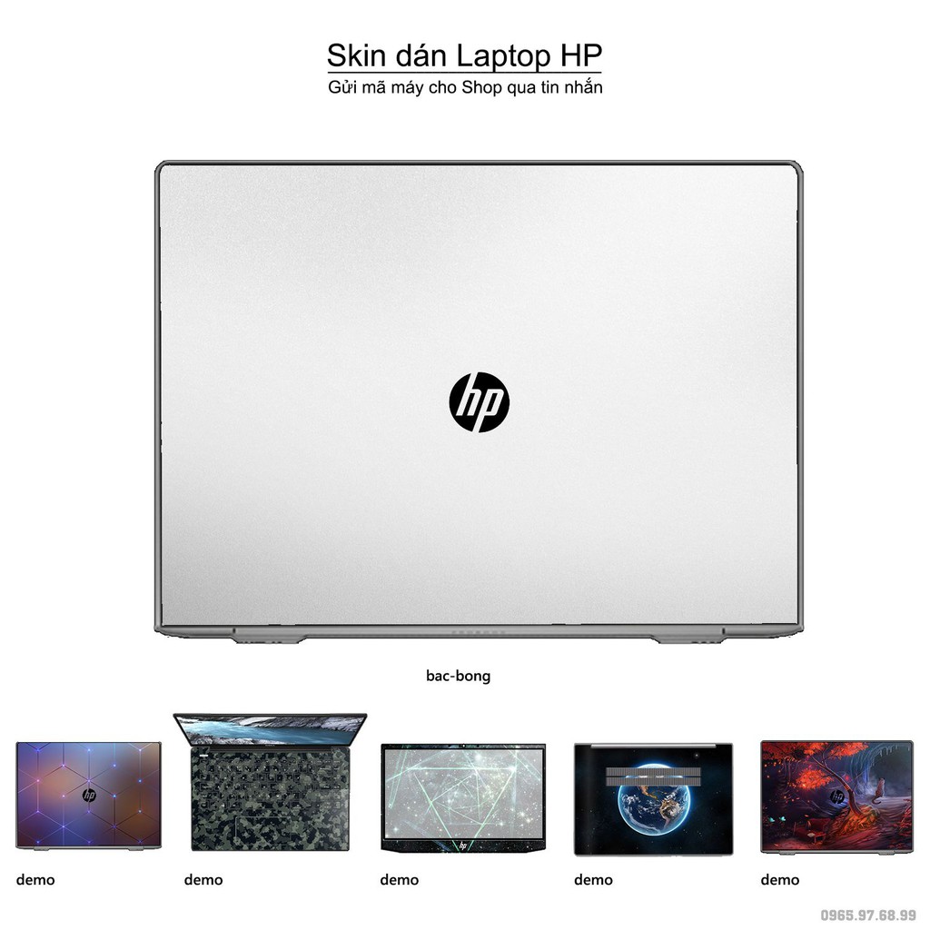 Skin dán Laptop HP màu bạc bóng (inbox mã máy cho Shop)