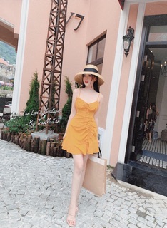 Váy xòe thô 2 dây rút dây