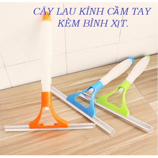 Cây lau kính cầm tay kèm bình xịt, lau kính đa năng 2 trong 1