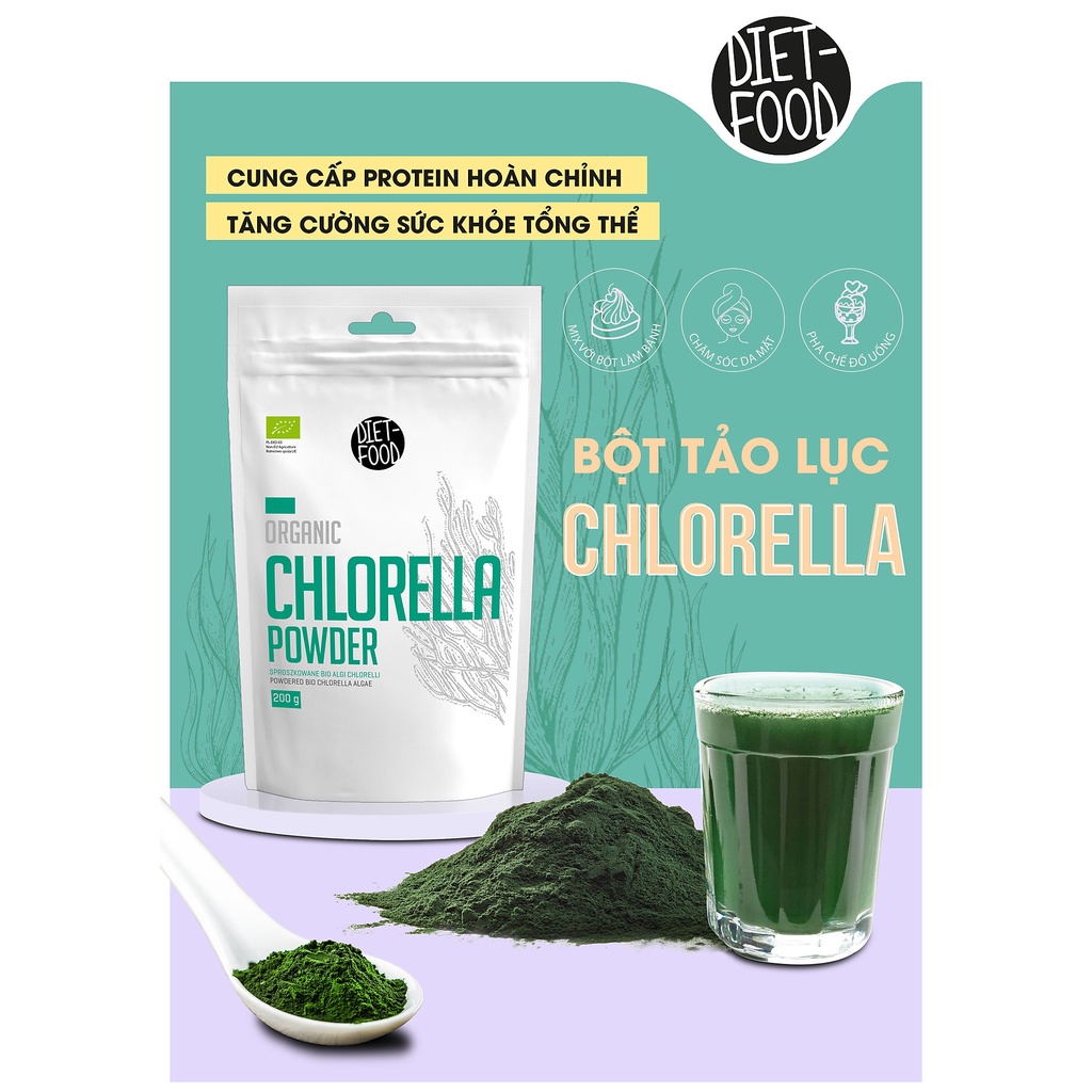 Bột Tảo Lục Chlorella Hữu Cơ Diet Food Organic Chlorella Powder 200g