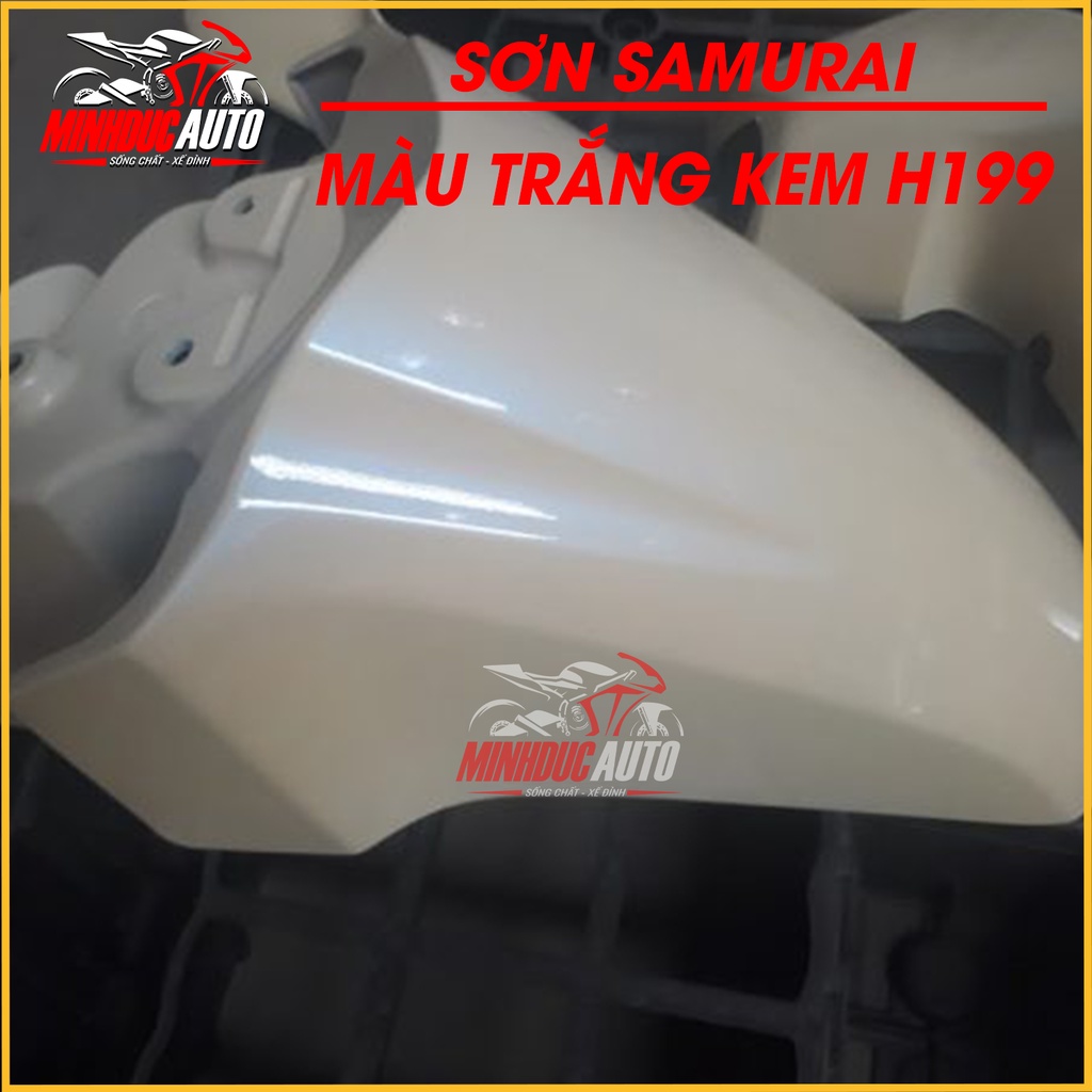 Sơn Samurai màu trắng kem H199 - chai sơn xịt chuyên dụng dành cho sơn xe máy