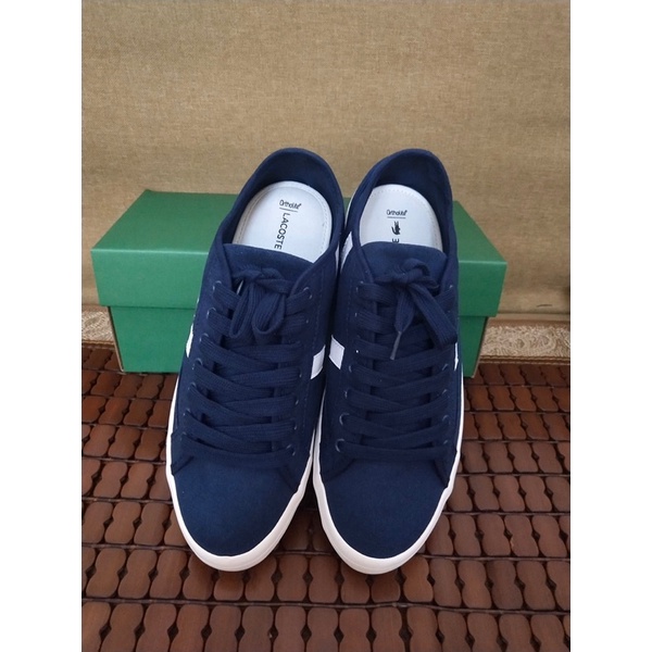 Giày thể thao cho cả nam và nữ thương hiệu Lacoste cao cấp màu xanh than