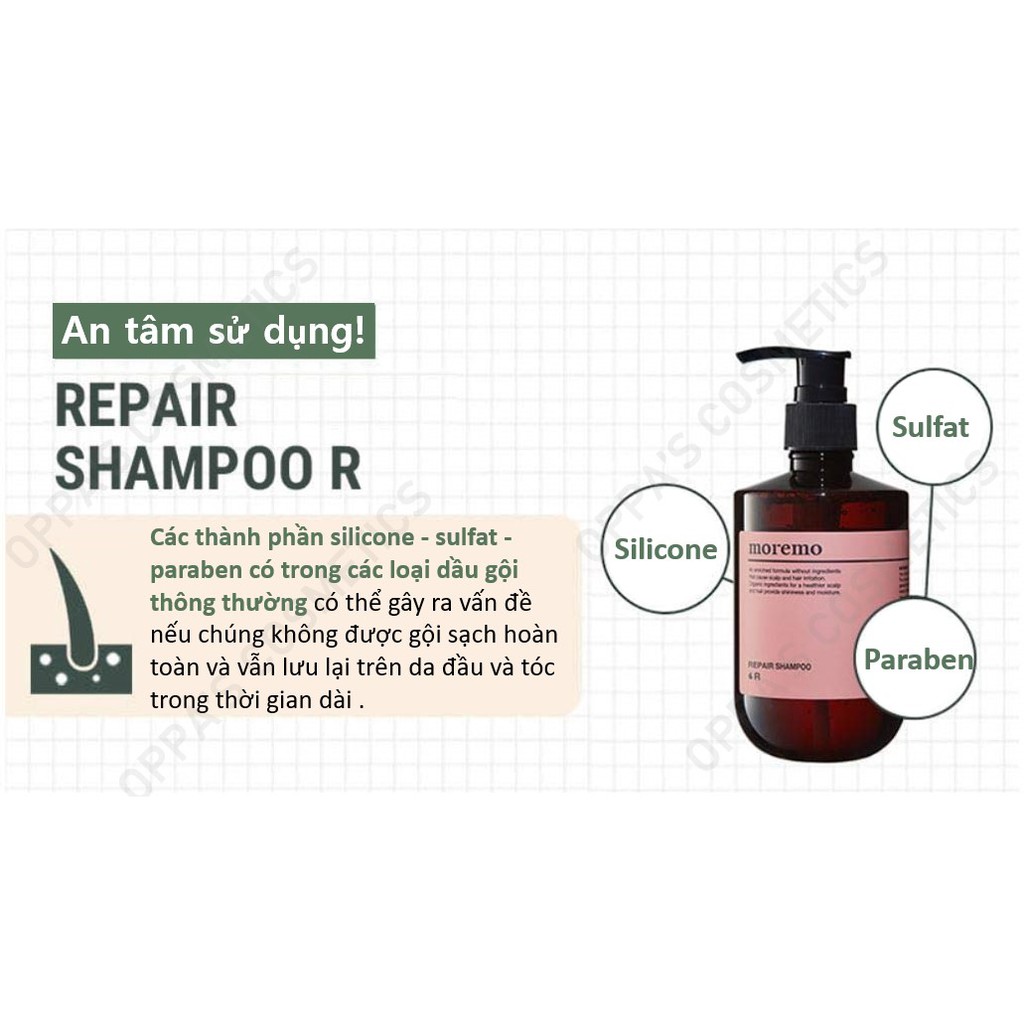 DẦU GỘI Phục Hồi HƯ TỔN MOREMO Repair Shampoo R 300ml