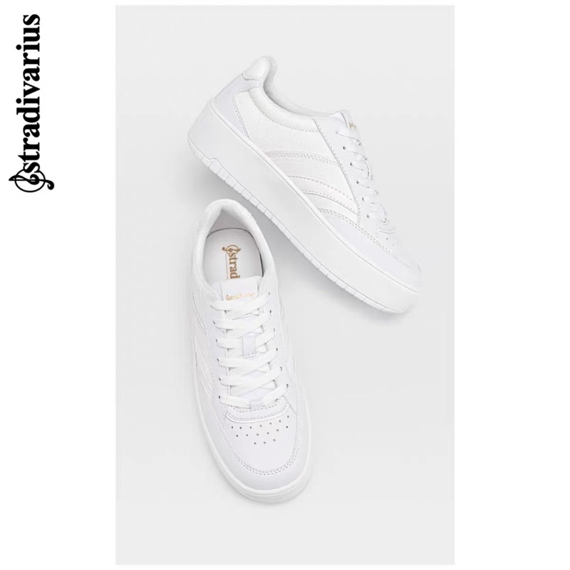 Giày trainers độn gót stradivarius trắng
