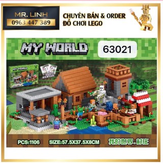 Minecraft - Leji 63021 ( Xếp Hình Ngôi Làng Vá Tháp Canh 1106 Mảnh )