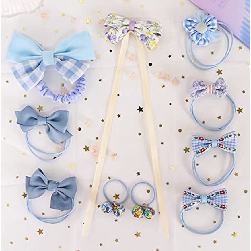Set 10 Kẹp Tóc Ruy Băng Co Giãn Dễ Thương Cho Bé Gái
