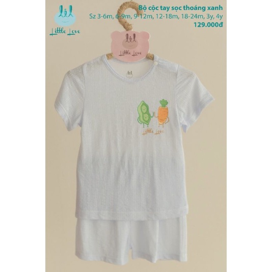Lil little love - Bộ cộc vải thông hơi mềm thoáng cho bé 9-18kg