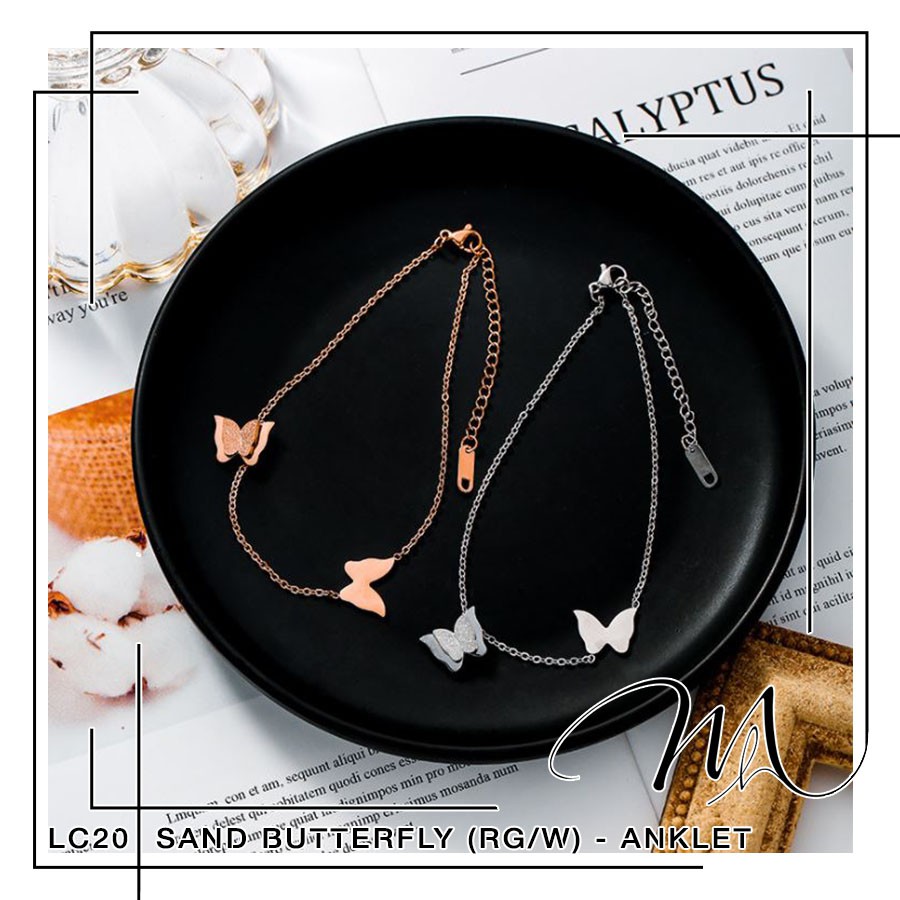 Lắc chân nữ Titan hình cánh bướm phủ kim tuyến lấp lánh dễ thương - LC20