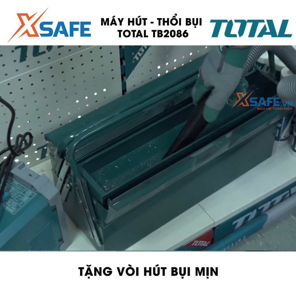 Máy thổi/hút bụi TOTAL TB2086 công suất 800W tặng kèm túi chứa bụi, ống và 2 vòi hút bụi. Máy thổi/hút bụi cầm tay