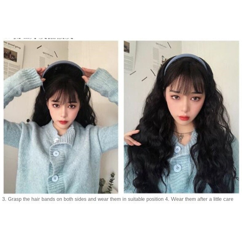 Tóc giả dài thẳng tay lửng phối tua rua pha lê có thể tháo rời cho nữ