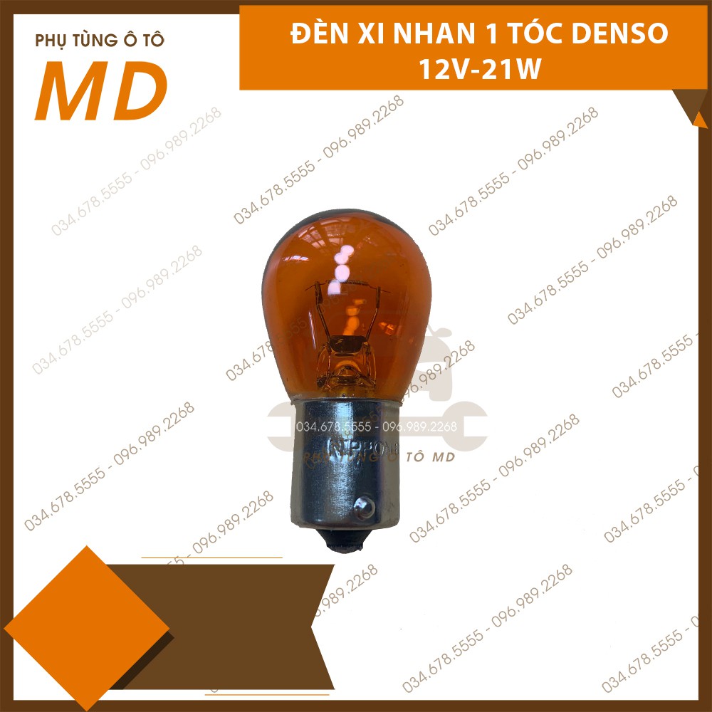 Hộp 10 Bóng Đèn Xi Nhan Ô Tô Màu Vàng Đui Cài 1 Tóc 12V 21W - Hàng Denso Nhật Bản