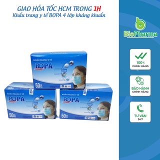 Khẩu trang y tế 4 lớp, hộp 50 cái khẩu trang BOPA đạt chuẩn