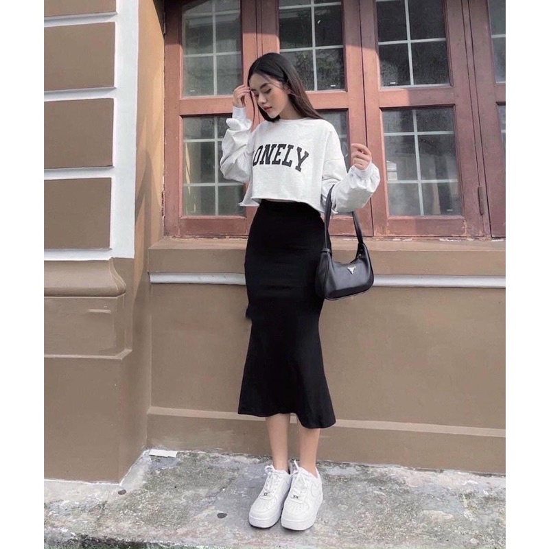 Chân váy đuôi cá dáng xoè dài tôn dáng lưng cao Mlem, nâng v3, váy ôm dáng xoè.