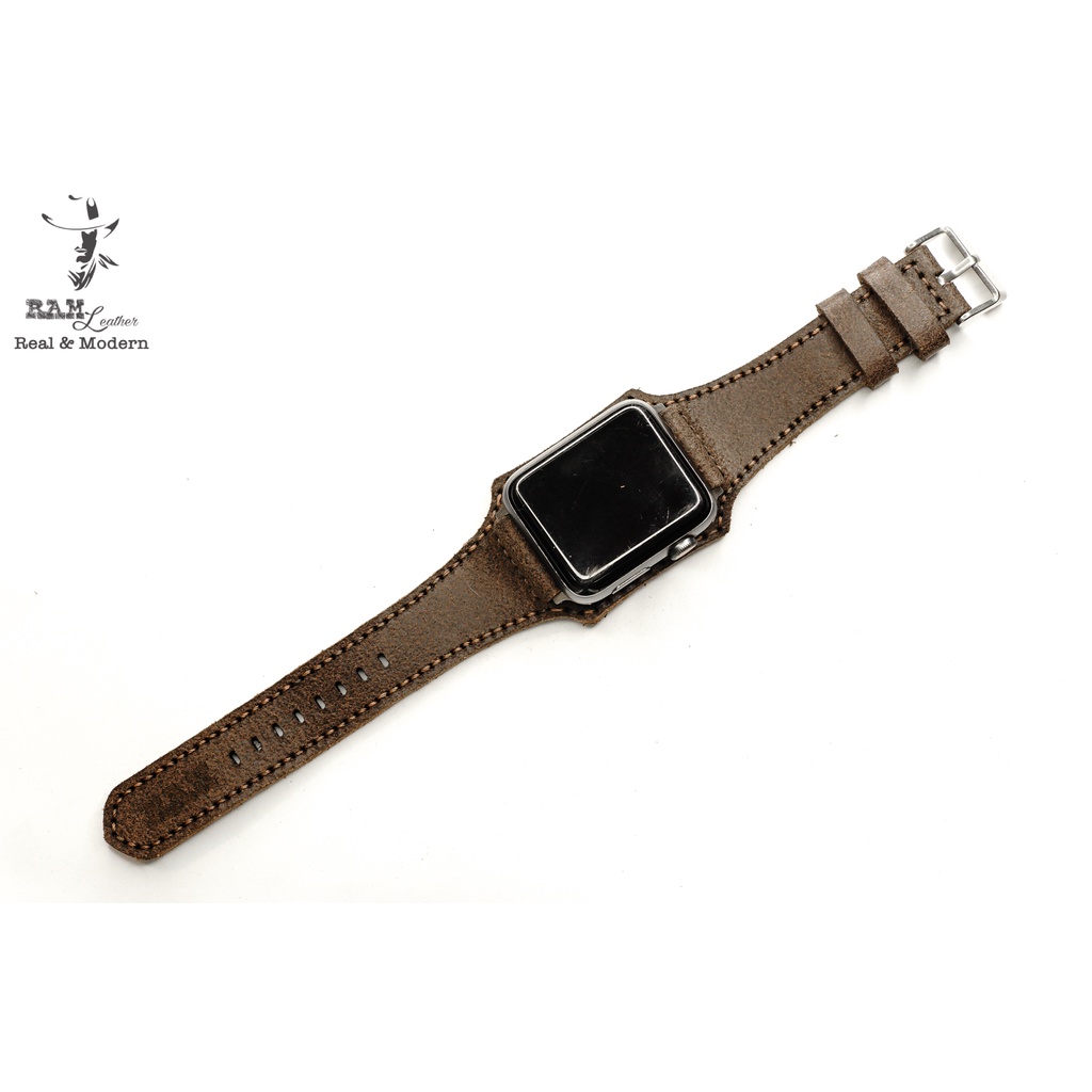 Dây apple watch da bò handmade bền chắc cực đẹp RAM Leather bx mài nhám - tặng khóa chốt và adapter