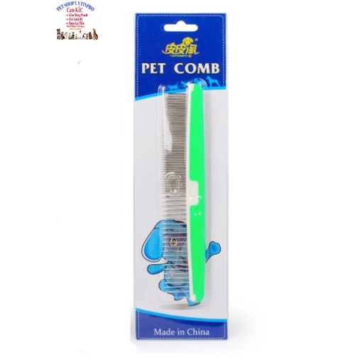 Lược chải lông cho Chó Mèo PET COMB 1 Mặt inox Tay cầm bằng nhựa Chắc chắn Dài 17cm Giúp thú cưng mượt lông Taotaopets