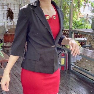 Áo Khoác Tay Lửng Freesize Màu Đen Dành Cho Nữ (Si)