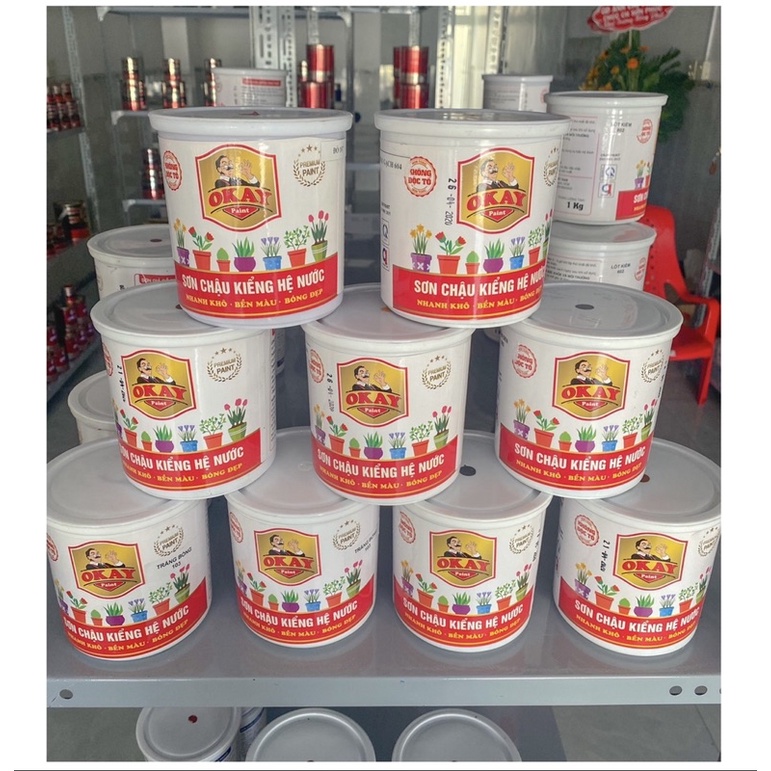 ( Cập Nhật Màu Mới, Giá Tốt ) Sơn Chậu Kiểng Hệ Nước Loại 1KG ( Nhanh Khô, Bền Màu, Bóng Đẹp )