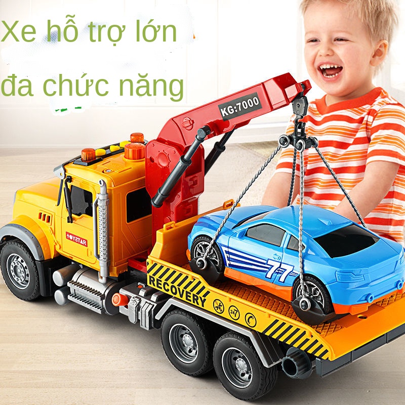 ♤Xe cứu hộ đường trẻ em cần cẩu lớn cần cẩu kỹ thuật phá hoại cậu bé xe kéo xe vận chuyển ô tô đồ chơi