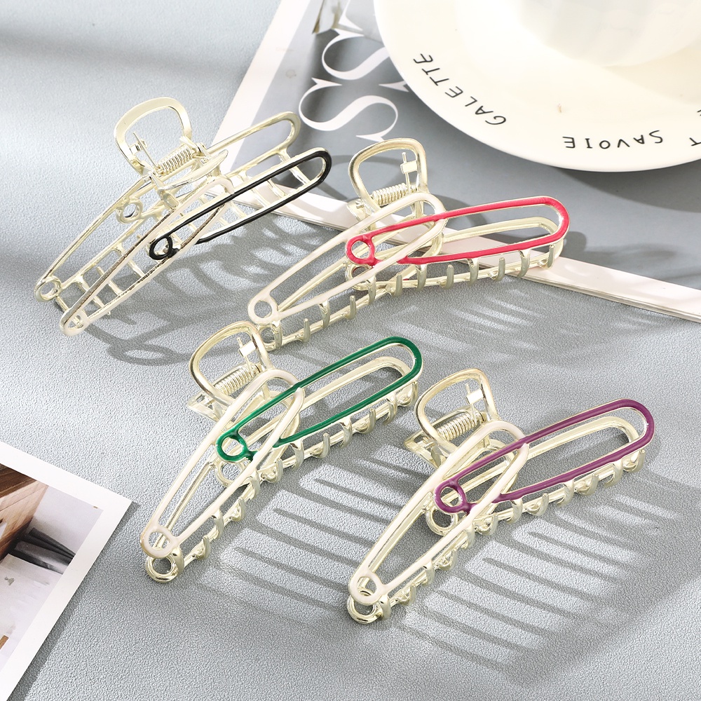 Kẹp tóc Haimeikang bằng kim loại kích thước lớn hai tông màu sáng tạo thời trang dành cho nữ
