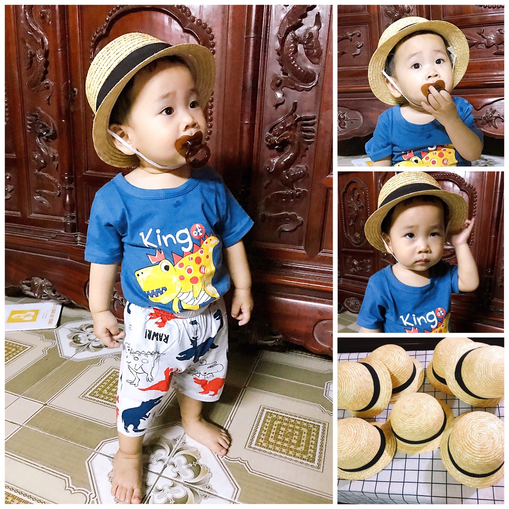 Mũ cói vành ngắn cho bé(ảnh thật)