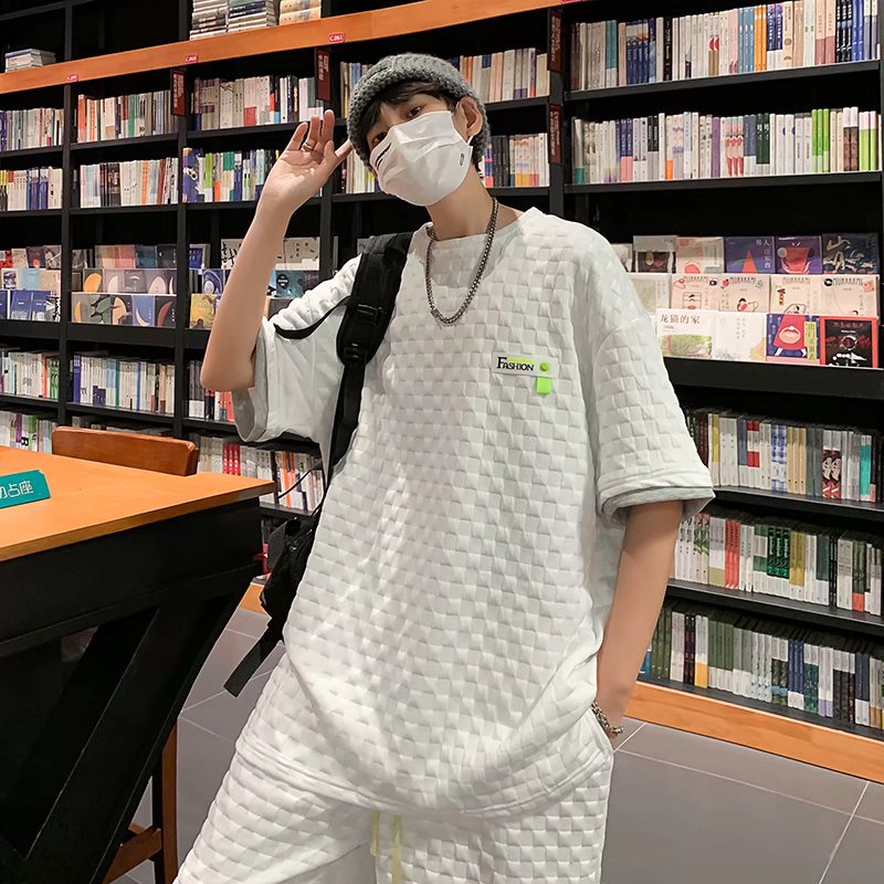 Bộ Nam Quần Áo Thiết Kế Đơn Giản Thời Trang Hàn Quốc Cho Nữ Set Đồ Thể Thao Gồm Áo Thun UnisexTay Ngắn Màu Trơn + Quần Nam