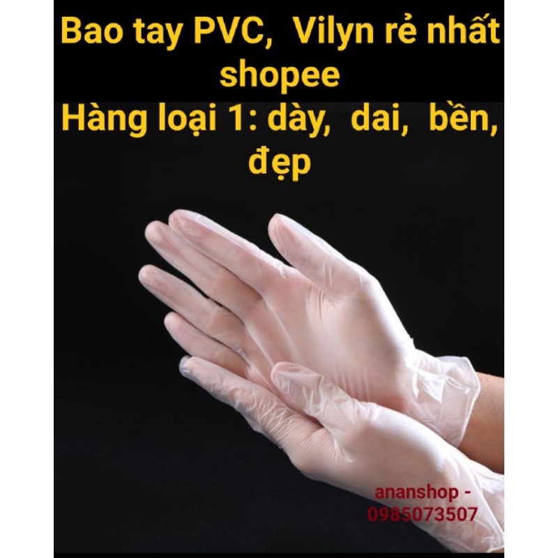 100 Bao tay/ găng tay PVC / Vinyl chất lượng cao loại 1 (không bột)