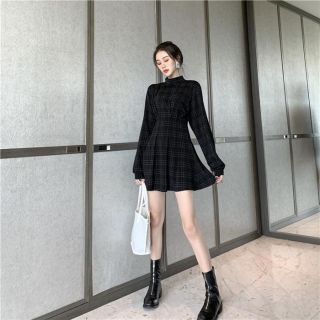 [ORDER TAOBAO] Váy Kẻ Caro Cổ Lọ Có Bảng Số Đo
