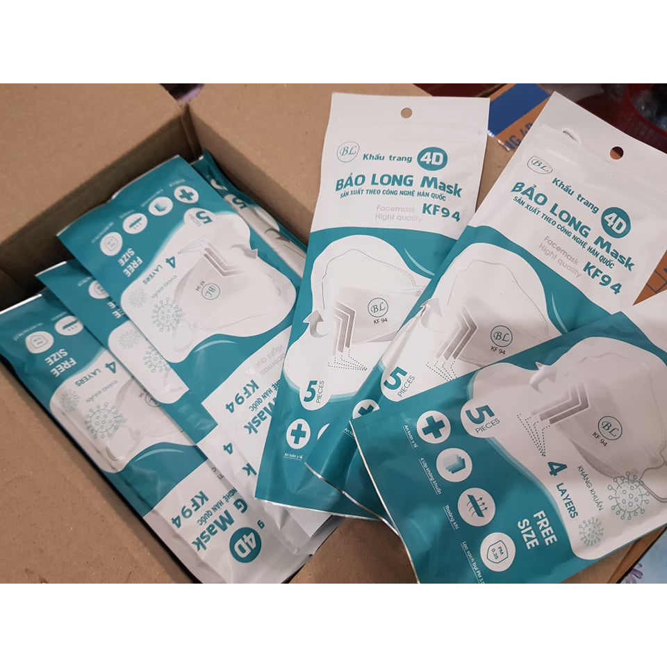 Khẩu trang 4D KF94 phong cách Hàn Quốc KG Mask túi 5 chiếc