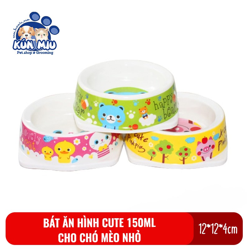 Bát ăn cho chó mèo dung tích 150ml Kún Miu chất liệu nhựa PP an toàn cho người và thú cưng