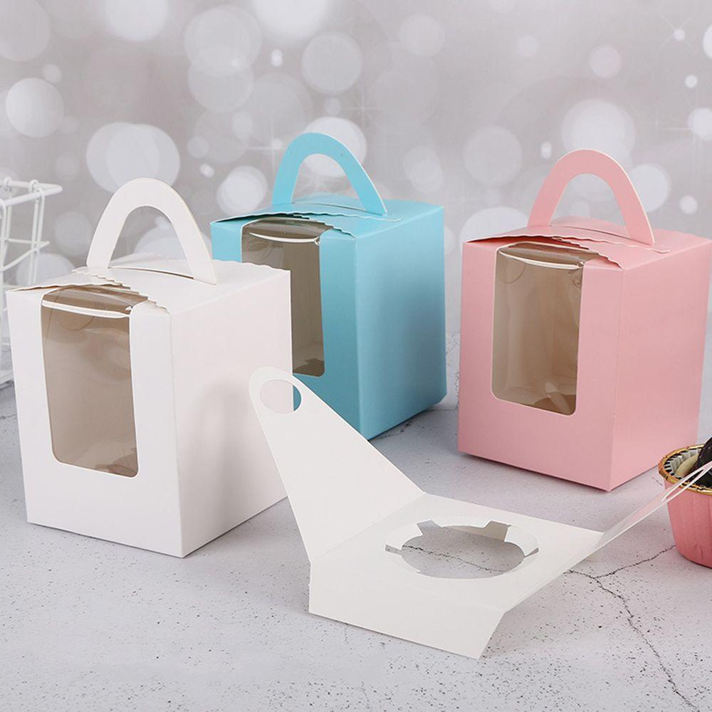 YIYU 1 Hộp Đựng Bánh Cupcake Có Cửa Sổ Trong Suốt 10 Cái Cho Trang Trí