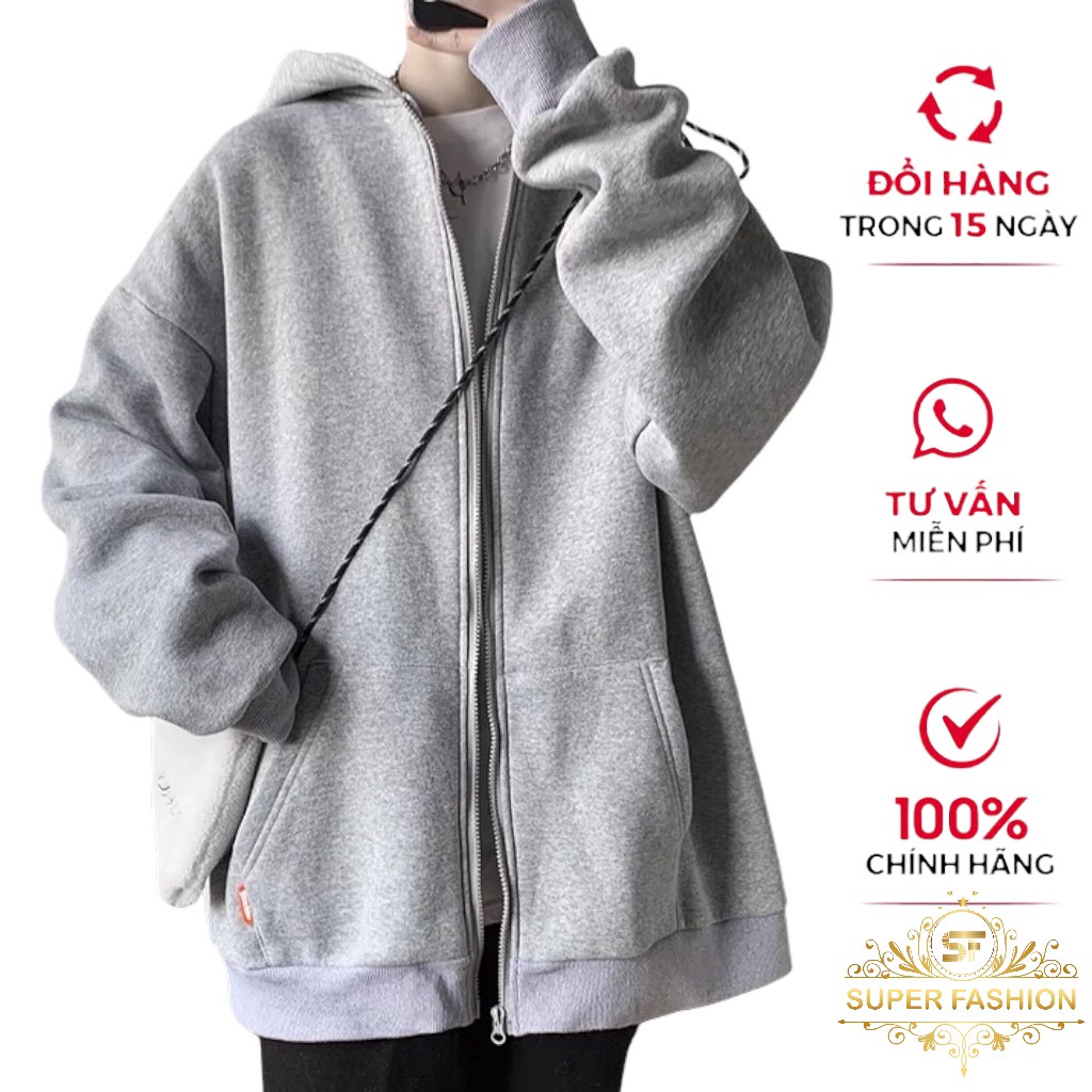 Áo khoác nam hoodie nỉ ngoại form chuẩn hoạ tiết chữ có mũ khoá kéo thoáng mát[SUPER FASHION]