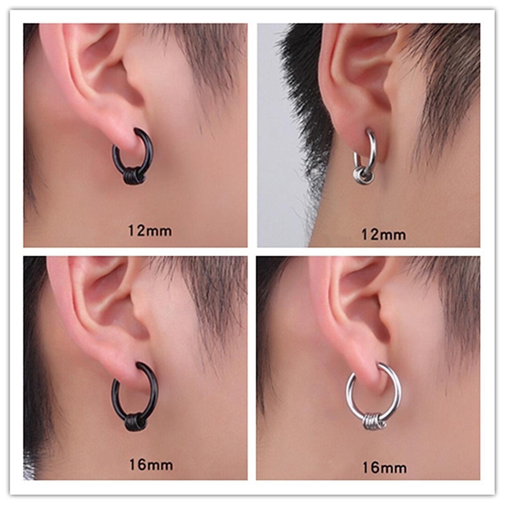 Bông tai thép titan dạng tròn 10-18mm cá tính thời trang dành cho cả nam và nữ