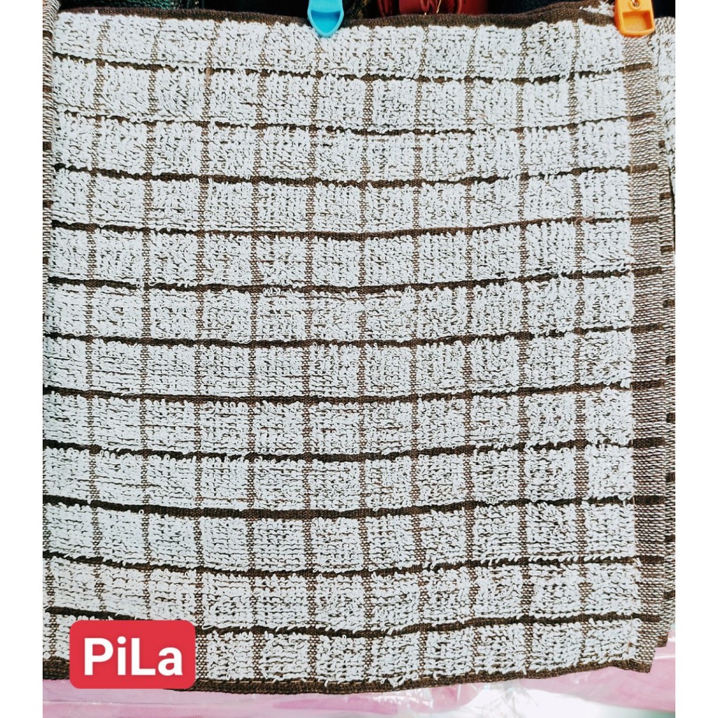 Khăn Lau Bếp Cotton Vuông SỌC CARO Nâu 30x30 Thấm Rút Nước