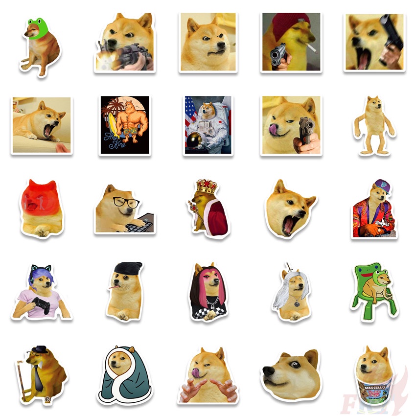 ❉ Sticker Dán Trang Trí Hình Chó Shiba Inu Đáng Yêu 01 ❉ Bộ 50 Miếng Dán Chống Thấm Nước Thời Trang