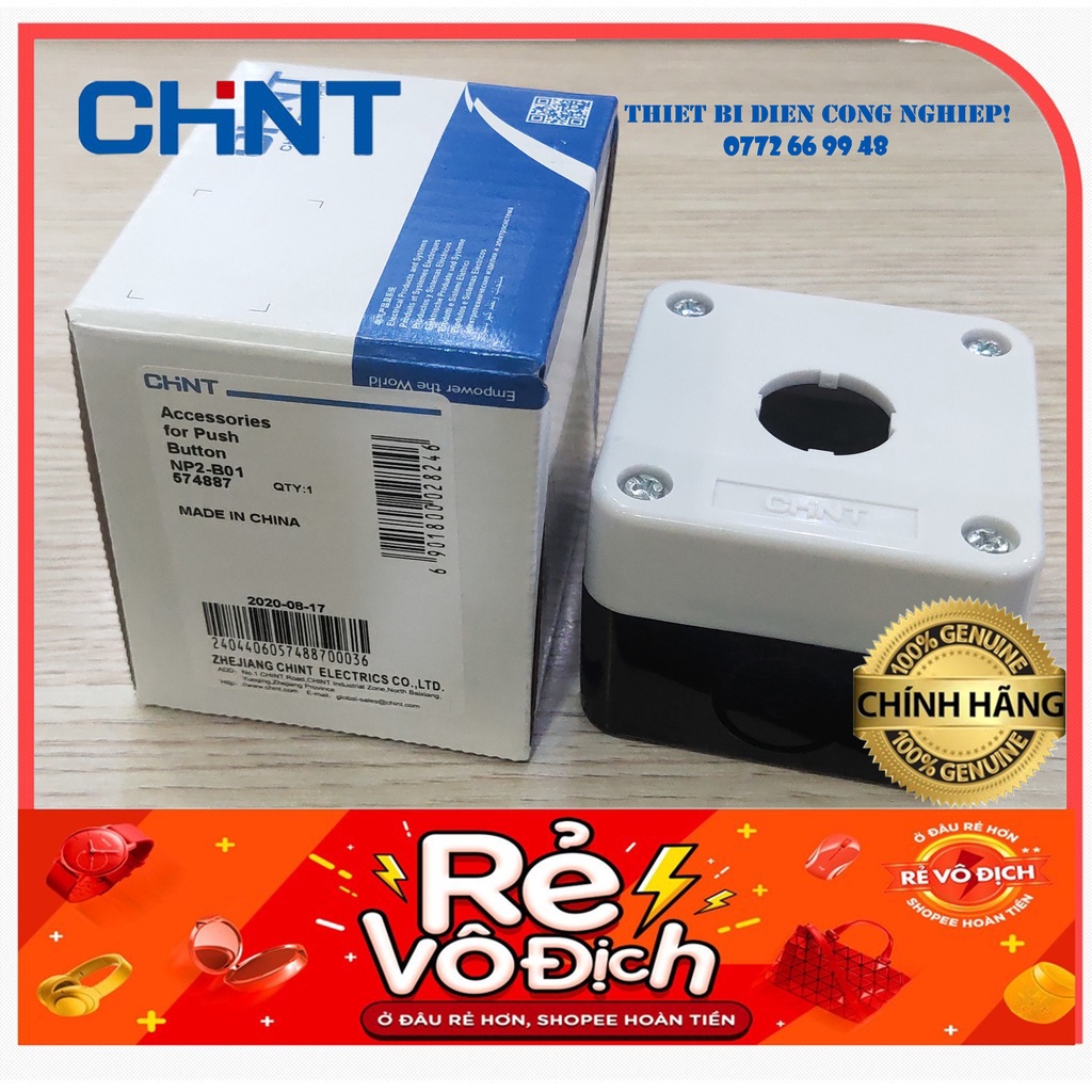 Hộp nút nhấn 1 lỗ phi 22 NP2-B01 Chint