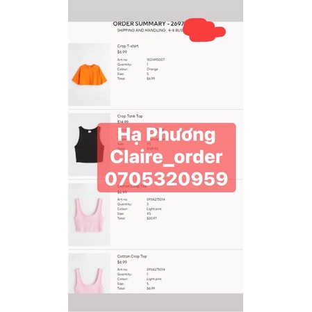 Áo H&M Cotton Crop Top Chính Hãng Đủ Bill