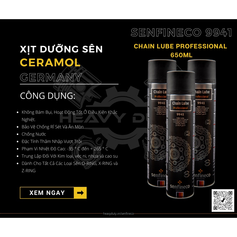 Xịt Dưỡng Sên Cao Cấp - Senfineco Chain Lube Professional 9941 [650ML]