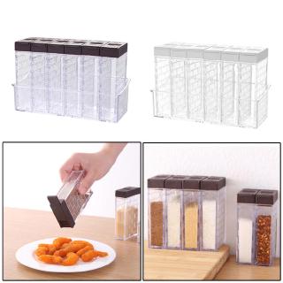 6in1 Kitchen Condiment Jar Spice Storage Container Salt Sugar Dispenser Seasoning Box