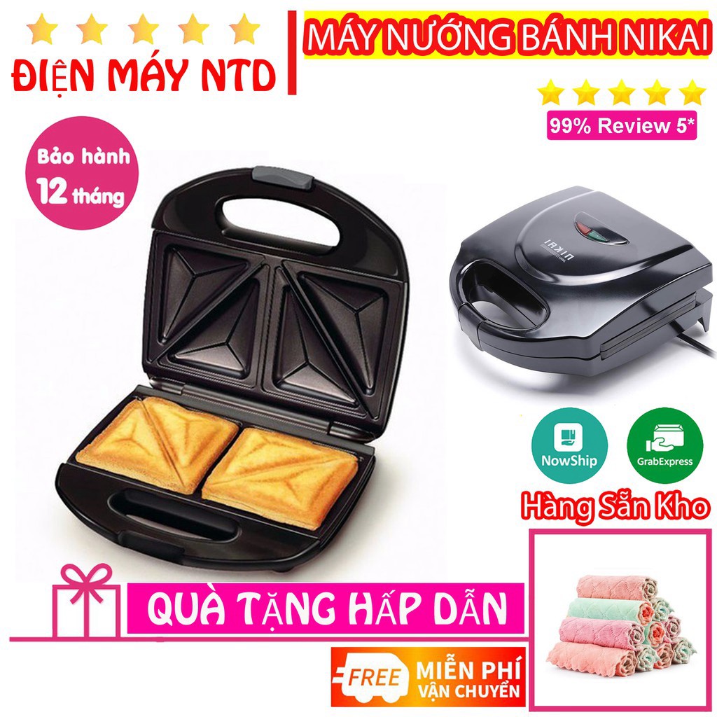 Máy nướng bánh sandwich Nikai Nhật mới Nướng Bánh Siêu Tốc + Tặng gói giấy ăn Gấu Trúc SIPAO 💥BẢO HÀNH 12 THÁNG💥