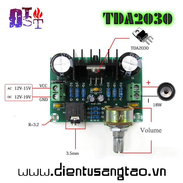 Mạch khuếch đại âm thanh 18W TDA2030 Mini