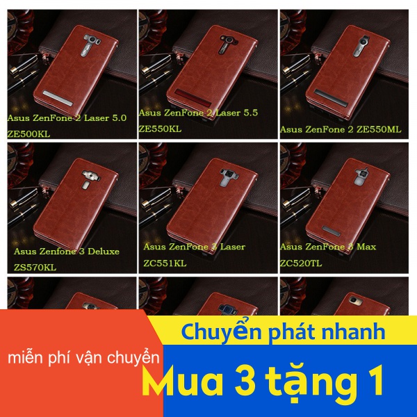 Bao da điện thoại nắp lật có ngăn đựng thẻ cho Asus Zenfone ROG Phone 3 4 5 6 7 ZS661KL ZS670KS ZS671KS ZB555KL ZB570TL ZB631KL ZB633KL ZB634KL ZC554KL ZS630KL Max Plus Pro M1 M2 Ultimate