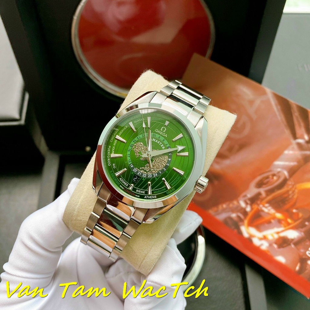 Đồng hồ nam Omega Seamaster World 42mm máy Nhật Automatic, hoạ tiết thế giới