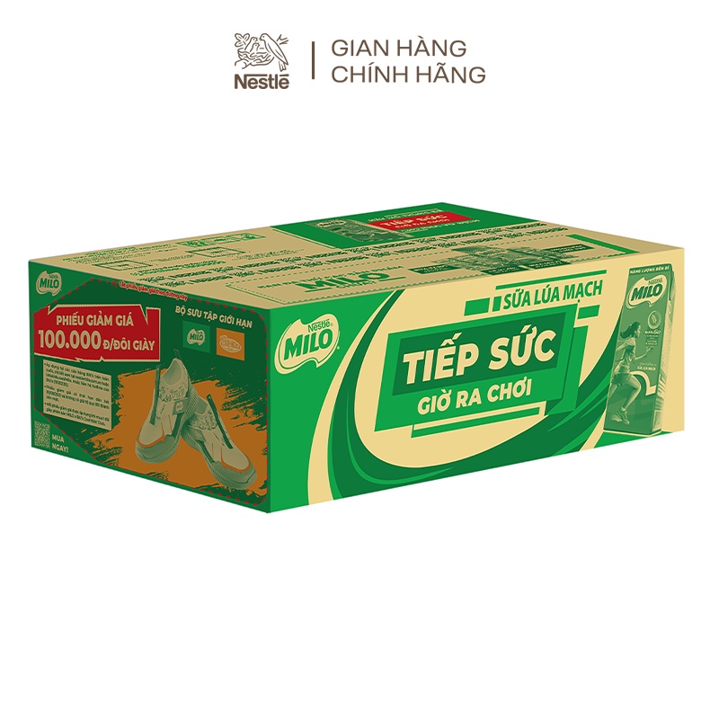 [Milo x Biti's Kids voucher] Sữa lúa mạch Nestlé Milo thùng 48 hộp x 180ml (12x4x180ml) | WebRaoVat - webraovat.net.vn