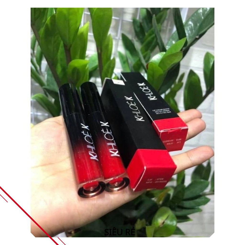 Combo 2 Son Dưỡng dạng kem Cao Cấp Khloe K Màu Đỏ Cam BABA_SHOP01 | Thế Giới Skin Care