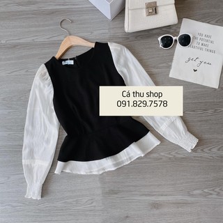 Áo peplum phối tay
