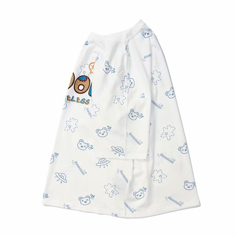 Áo thun ngắn tay form rộng in họa tiết hoạt hình phong cách Hàn Quốc dành cho cả nam và nữ size m-4xl
